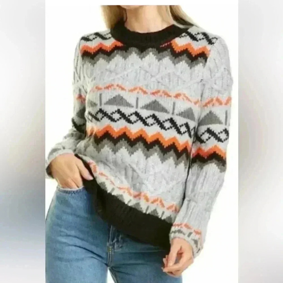 MAGASCHONI FAIR ISLE CABLE KNIT GEOMETRIC DESIGN CASUAL PULLOVER SWEATER SIZE L - Picture 2 of 11